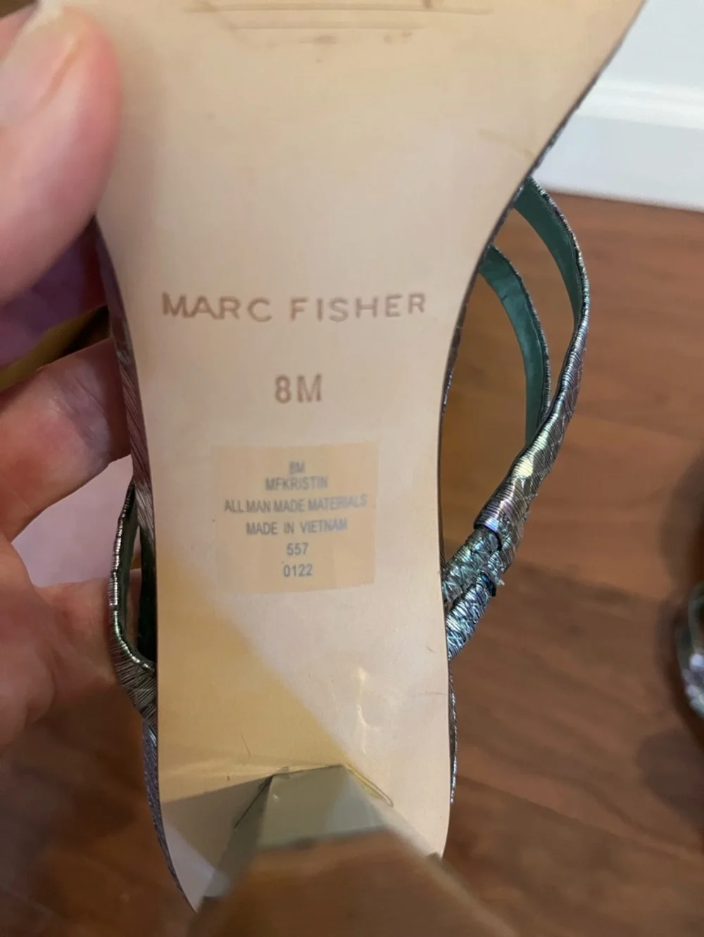 Marc Fisher Women’s Kristin Slip On Strappy Heeled Sandals Size 8M Multi Color